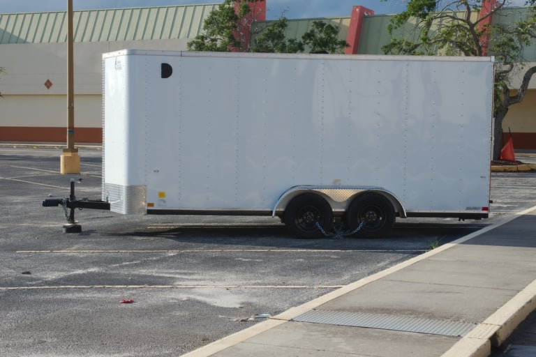White enclosed cargo trailer